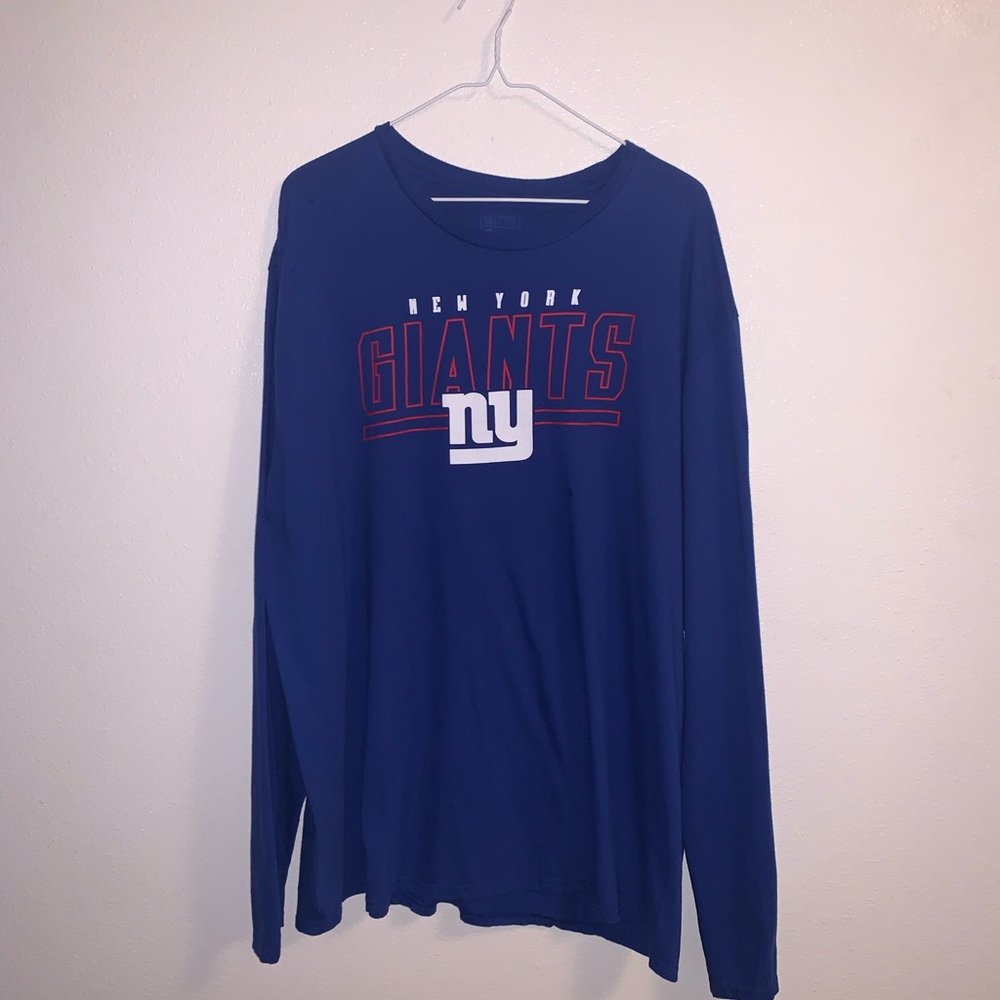 Blue New York Giants Long Sleeve T-shirt Red & White Lettering Size 2XL